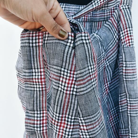 Mango Plaid Check Sleeveless Cut Out Backless Jumpsuit XS Preppy Vest Wide Leg - Picture 9 of 12